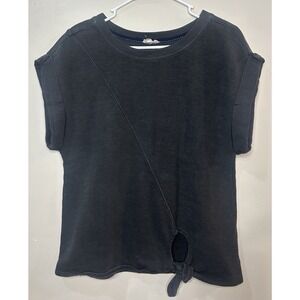Pilcro‎ By Anthropologie Womens Charcoal Tie Front Short Sleeve Top Size XS